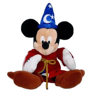 Walt Disney World Fantasia Magician Sorcerer Mickey Mouse 21" Plush Stuffed Toy